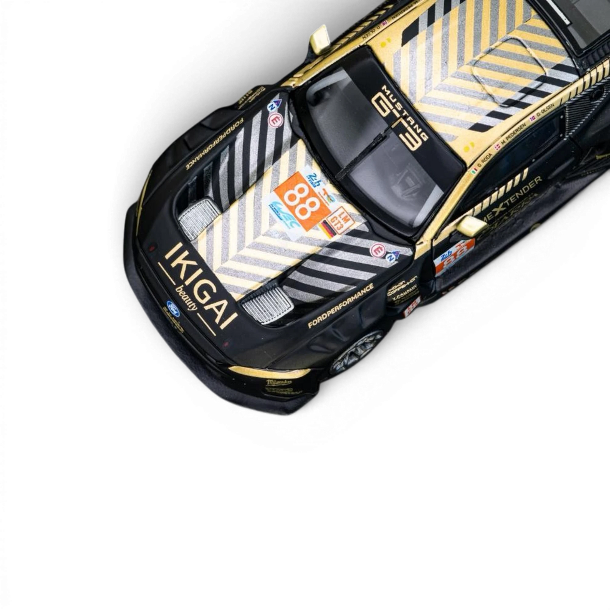 Lot57Supplies Diecast Shop 1:64 scale EA Elowen Ford Mustang GT3 race car in black and gold with number 88 livery