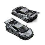 Two Lot57Supplies Diecast Shop TimeMicro x PSC DESIGN Gallardo Lazer diecast cars in fighter jet gray with decals.