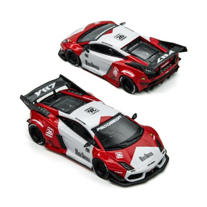 Lot57Supplies Diecast Shop 1:64 scale TimeMicro x PSC DESIGN Gallardo Lazer diecast car in red and white livery