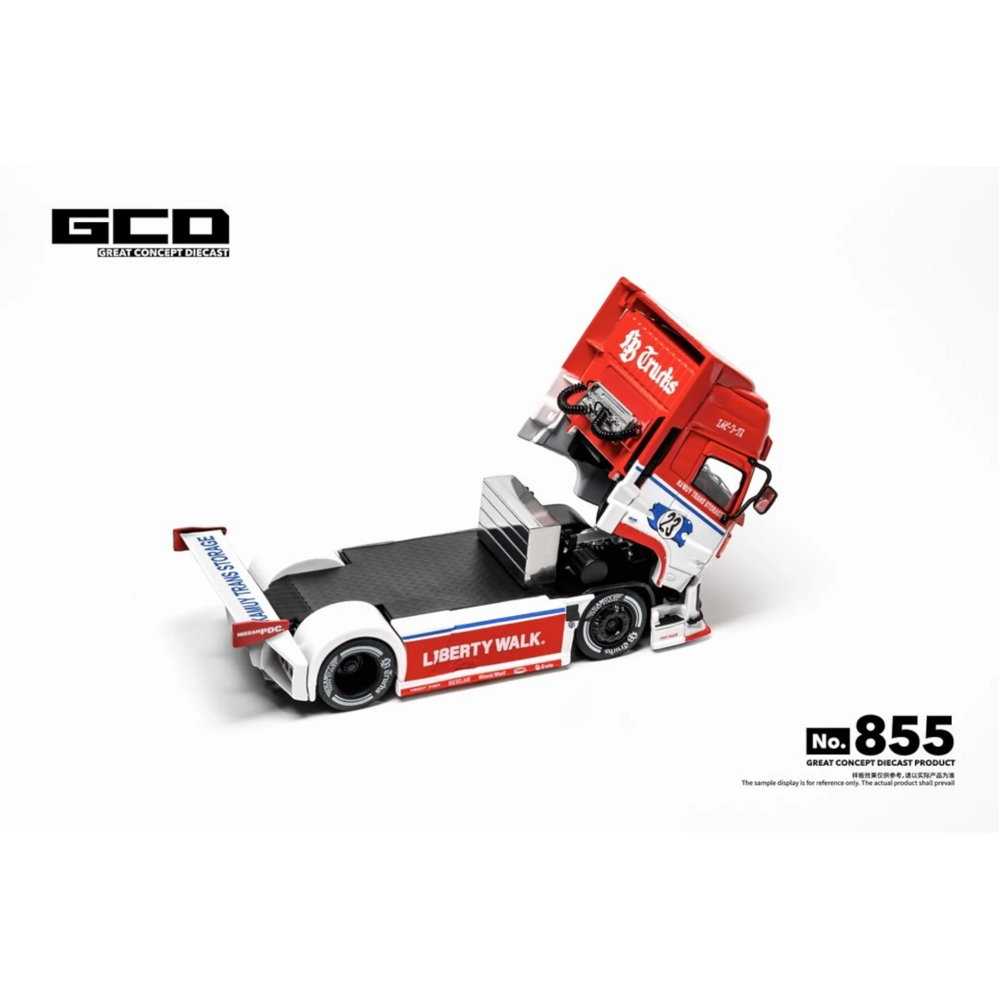 Lot57Supplies Diecast Shop GCD LBWK x UD Trucks Quon diecast truck head in red and white livery with cab tilted open