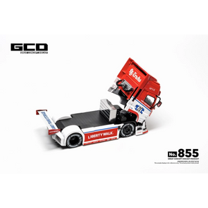 Lot57Supplies Diecast Shop GCD LBWK x UD Trucks Quon diecast truck head in red and white livery with cab tilted open