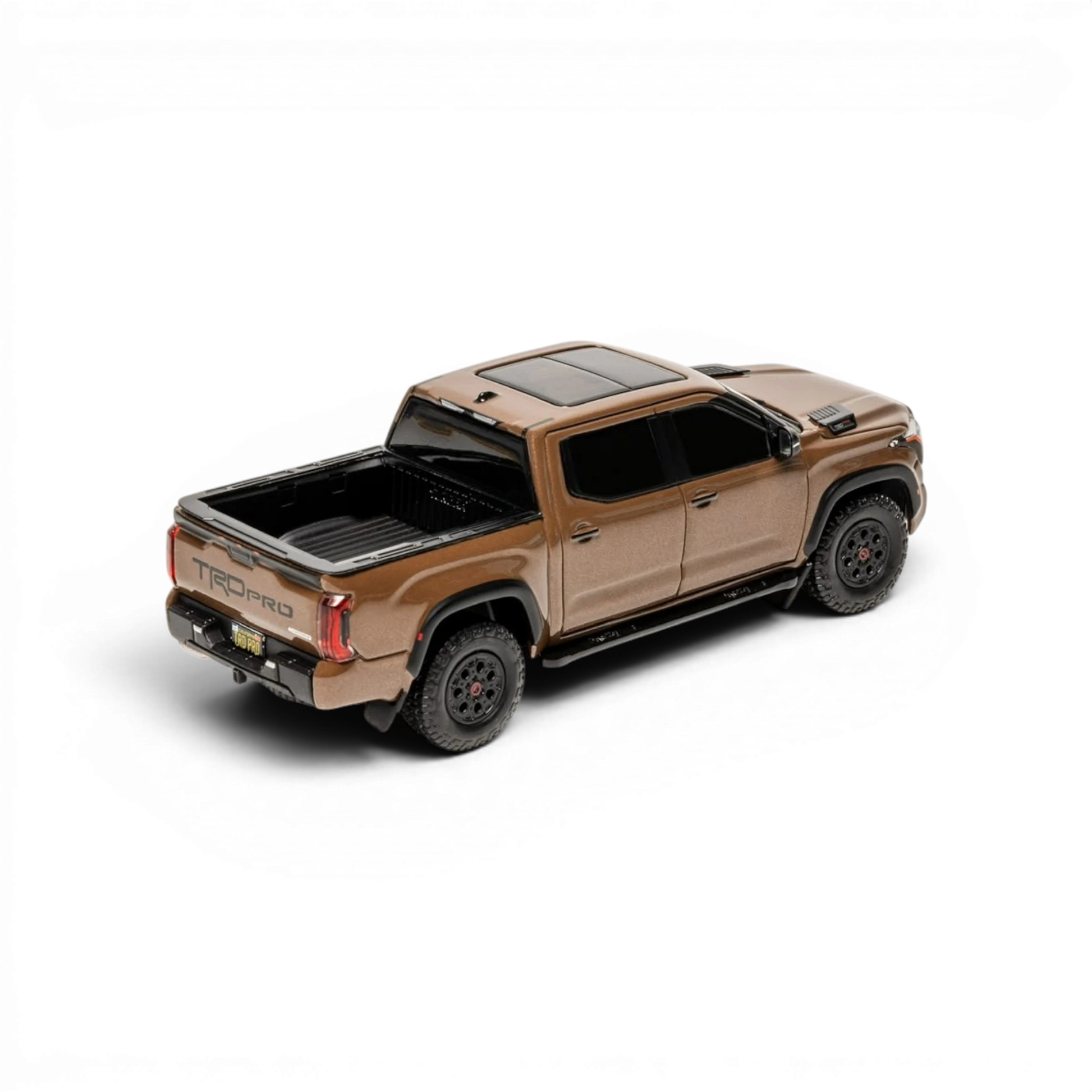 Lot57Supplies Diecast Shop GCD 1:64 scale dark brown Toyota Tundra TRD Pro diecast model truck, rear three-quarter view