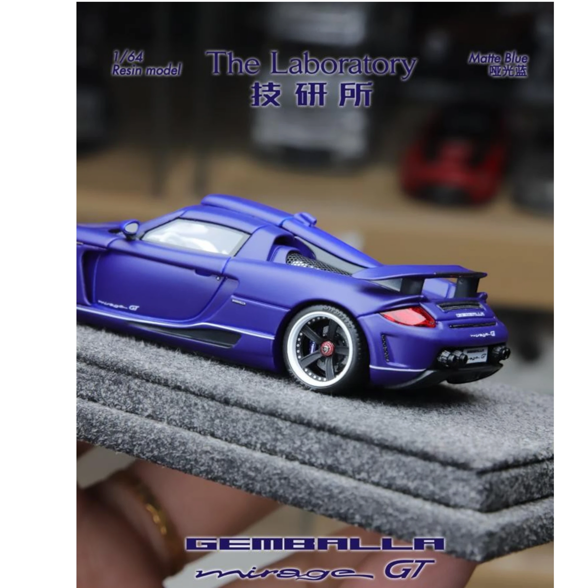 Lot57Supplies Diecast Shop 1:64 scale The Laboratory resin Gemballa Mirage GT model car in matte blue finish.