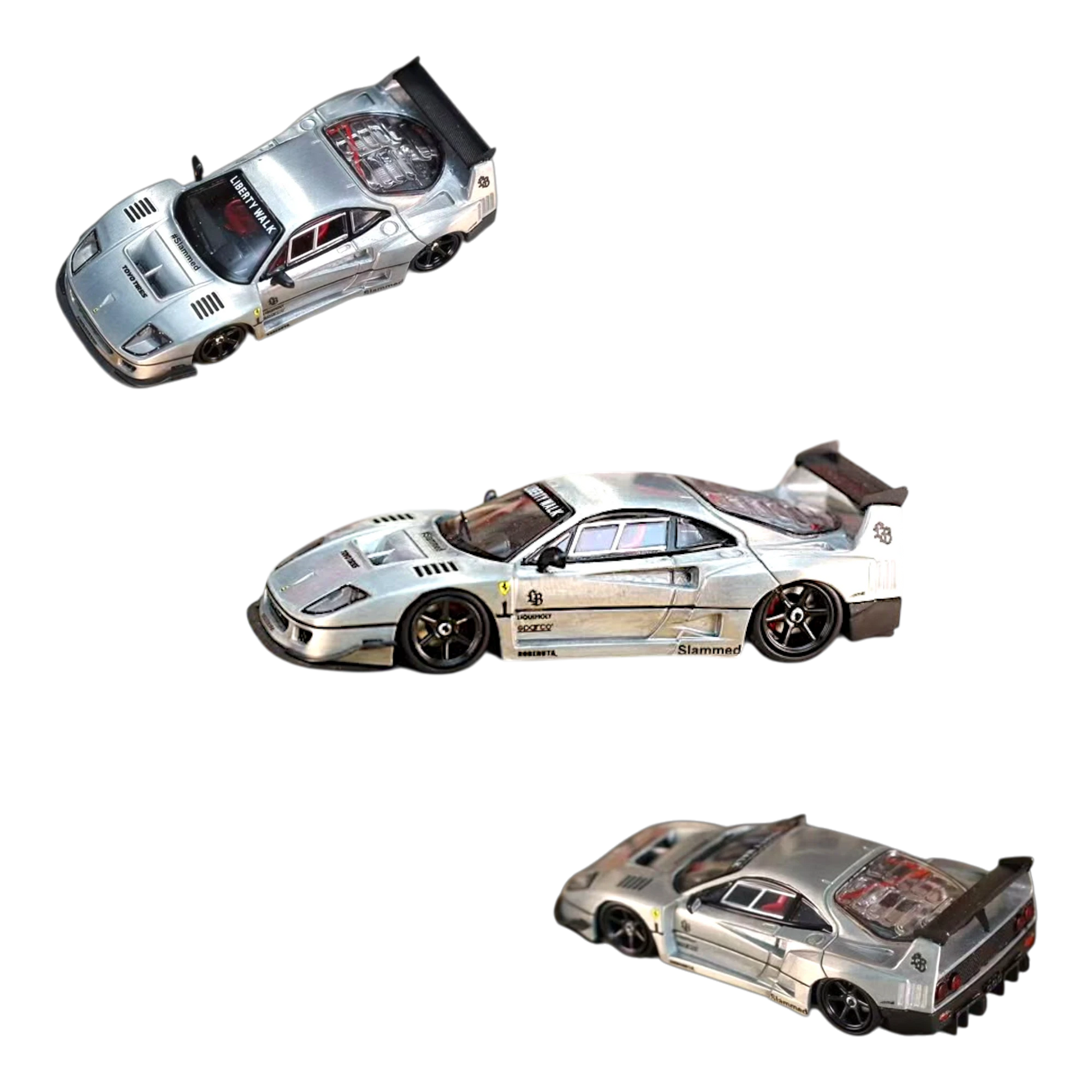 Lot57Supplies Diecast Shop Ghost Player LBWK F40 1:64 scale diecast model car in varnish raw finish with racing decals