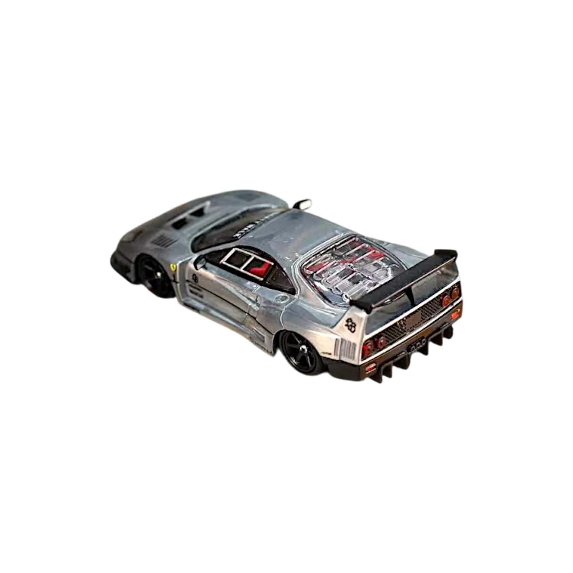 Lot57Supplies Diecast Shop Ghost Player LBWK F40 diecast model car in varnish raw finish, 1:64 scale rear view