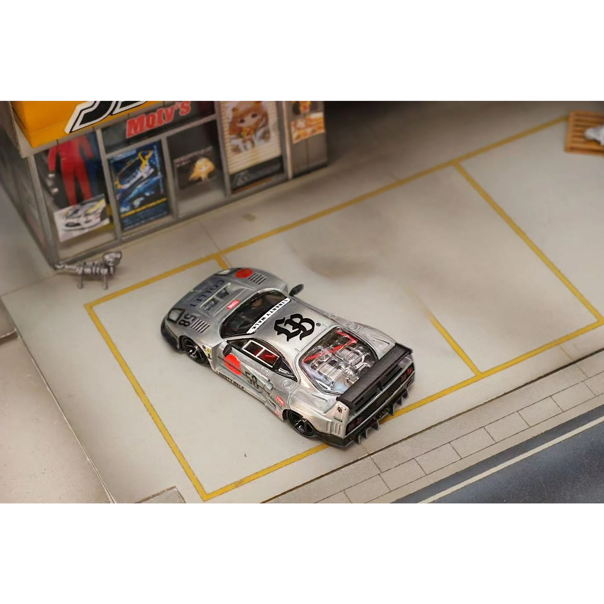 Lot57Supplies Diecast Shop GHOST PLAYER LBWK F40 diecast model car in clear varnish with 58 livery in 1:64 scale