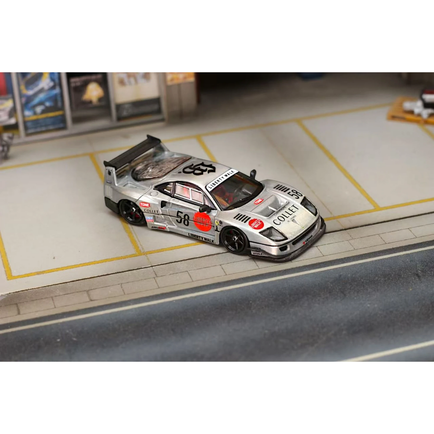 Lot57Supplies Diecast Shop GHOST PLAYER 1:64 scale LBWK F40 diecast model car in clear varnish with number 58 livery