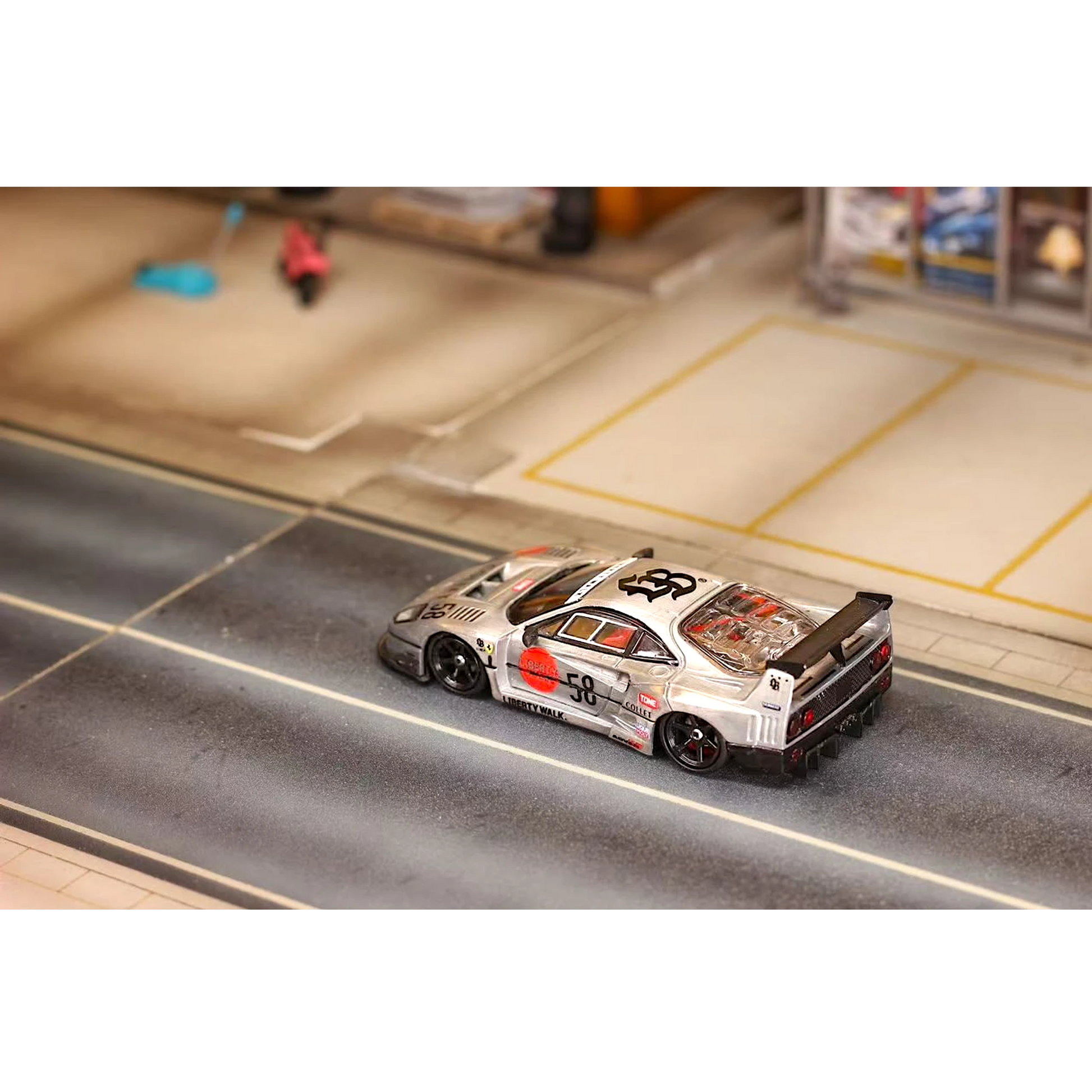 Lot57Supplies Diecast Shop GHOST PLAYER LBWK F40 diecast model car in clear varnish with 58 racing livery
