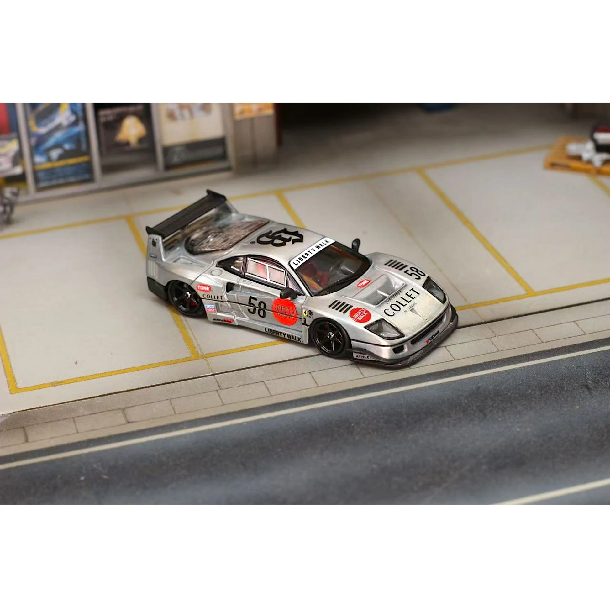 Lot57Supplies Diecast Shop GHOST PLAYER LBWK F40 1:64 scale diecast car in clear varnish finish with racing decals