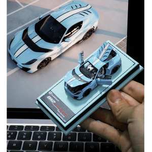 Lot57Supplies Diecast Shop GLAMCRAFT 1:64 scale light blue Ferrari 812 Competizione diecast model with opening parts