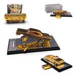Lot57Supplies Diecast Shop 1:64 scale gold chrome Chevrolet Impala lowrider diecast model with adjustable chassis