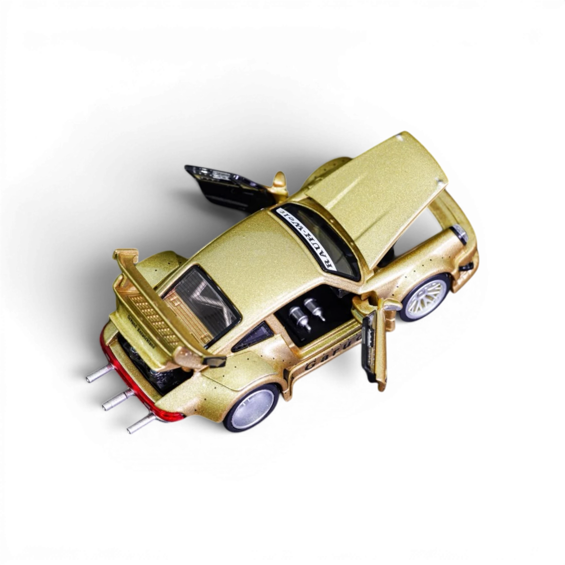 Lot57Supplies Diecast Shop TPC Customized Version RWB930 gold diecast model car with opening doors and hood