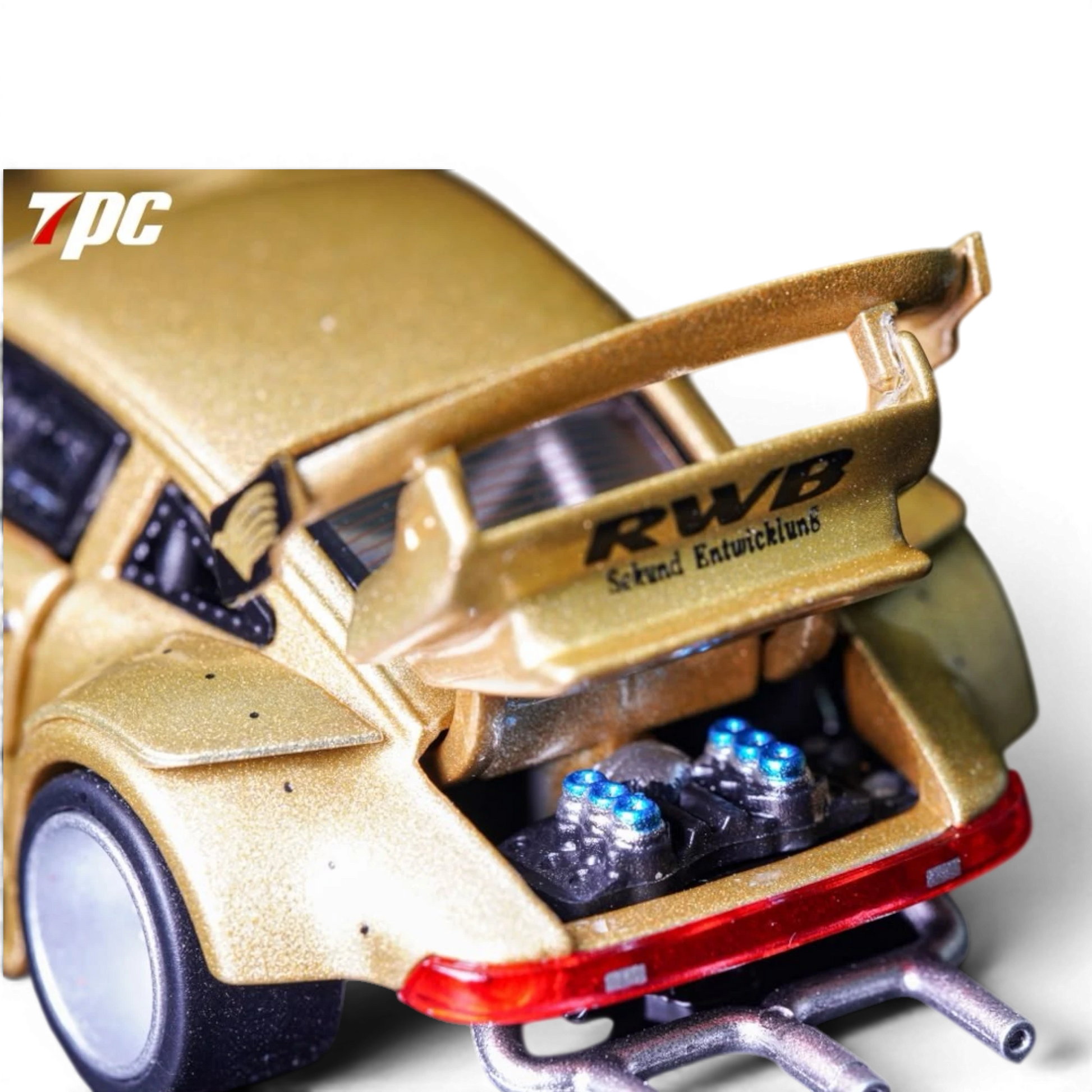 Lot57Supplies Diecast Shop TPC Customized Version gold RWB930 1:64 scale diecast model car with open engine bay