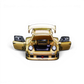 Lot57Supplies Diecast Shop TPC Customized RWB930 gold diecast model car with open doors and hood on black background