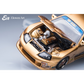 Lot57Supplies Diecast Shop Elowen Art gold topSecret A80 Supra MK4 1:64 scale model with open hood and engine detail