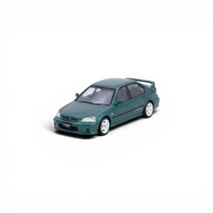 Lot57Supplies Diecast Shop green 1:64 scale diecast model of Honda Civic Ferio Si EK with white wheels.