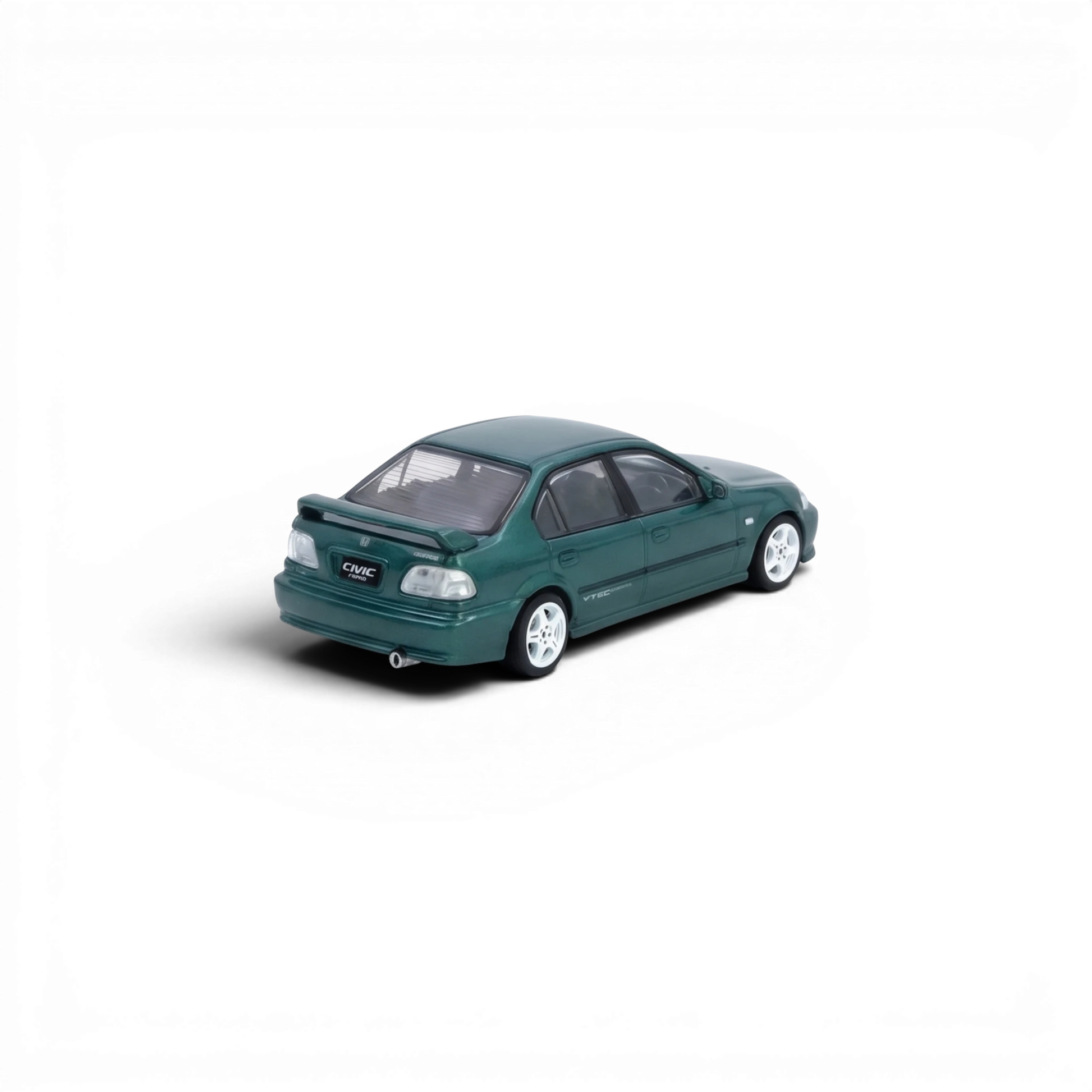 Lot57Supplies Diecast Shop green 1:64 scale Honda Civic Ferio Si EK diecast model car with white rims.