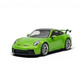 Lot57Supplies Diecast Shop green 1:64 scale resin Porsche 911 GT3 model with black roof and spoiler.