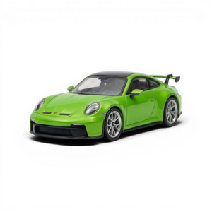Lot57Supplies Diecast Shop green 1:64 scale resin Porsche 911 GT3 model with black roof and spoiler.