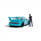 Lot57Supplies Diecast Shop 1:64 scale green Porsche RWB 964 Vaillant diecast model car with a mechanic figure