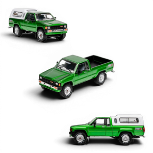 Lot57Supplies Diecast Shop GCD 1:64 scale green Toyota Hilux Xtra Cab diecast pickup truck with white camper shell