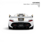 GRYNING Jesko Attack 1:64 scale resin model in crystal white with gold accents and a large rear wing.