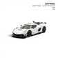 GRYNING Jesko Attack 1:64 scale resin model car in crystal white with gold accents and a large rear wing.