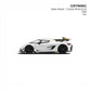 Lot57Supplies Diecast Shop GRYNING Jesko Attack 1:64 scale resin model car in crystal white with gold accents and a large rear wing.