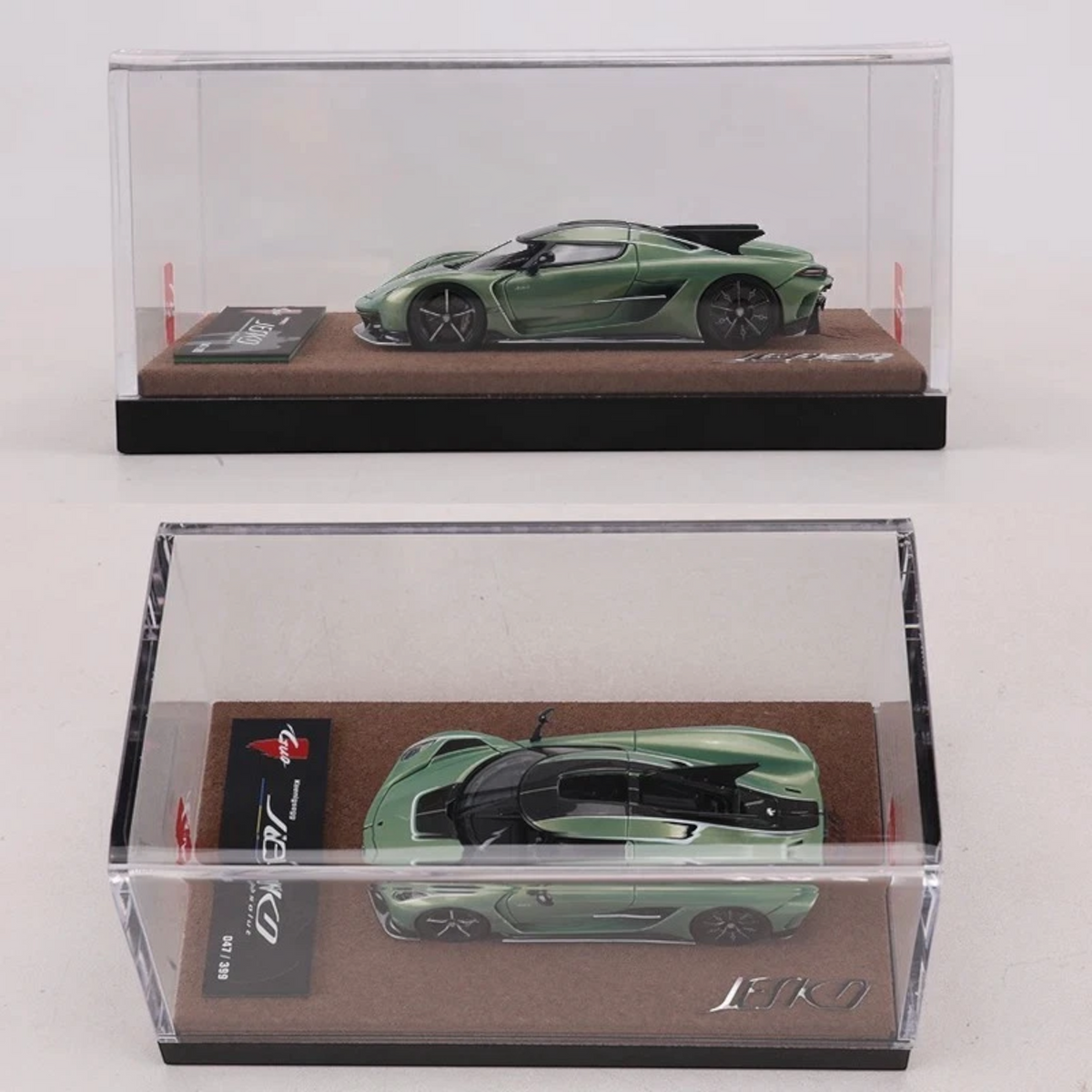 Lot57Supplies Diecast Shop GUO Jesko Absolut 1:64 scale resin model car in pearl green with display case