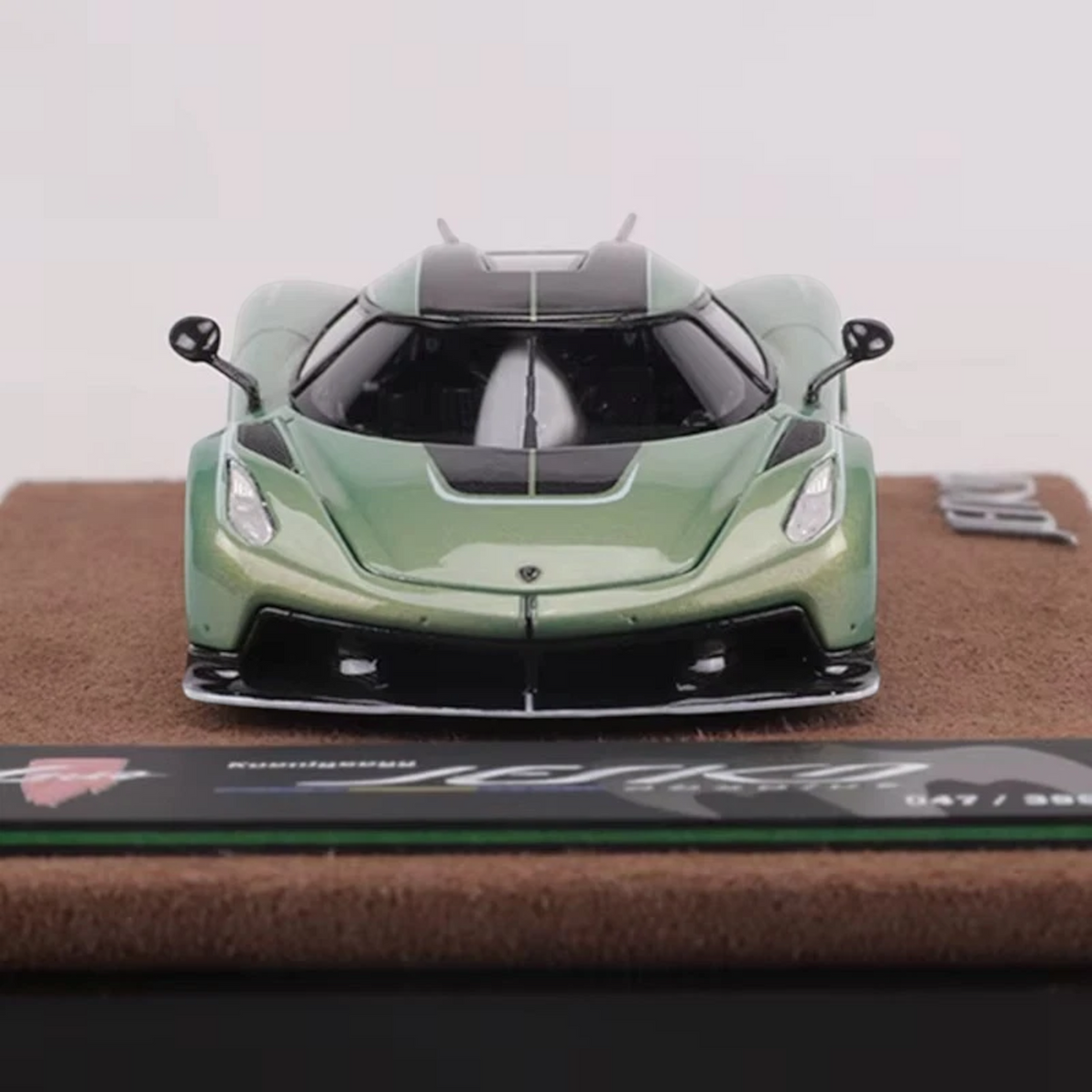 Lot57Supplies Diecast Shop GUO Jesko Absolut 1:64 scale resin model car in pearl green with black racing stripes
