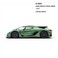 Lot57Supplies Diecast Shop GUO Jesko Absolut 1:64 scale model in pearl green resin with black wheels and a large rear wing.