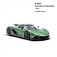 Lot57Supplies Diecast Shop GUO Jesko Absolut 1:64 scale resin model car in pearl green with white racing stripes.