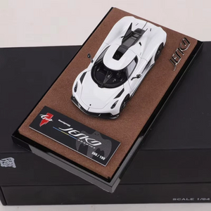Lot57Supplies Diecast Shop GUO Jesko Absolut 1:64 scale resin model car in white Prototype 7259 livery on display base