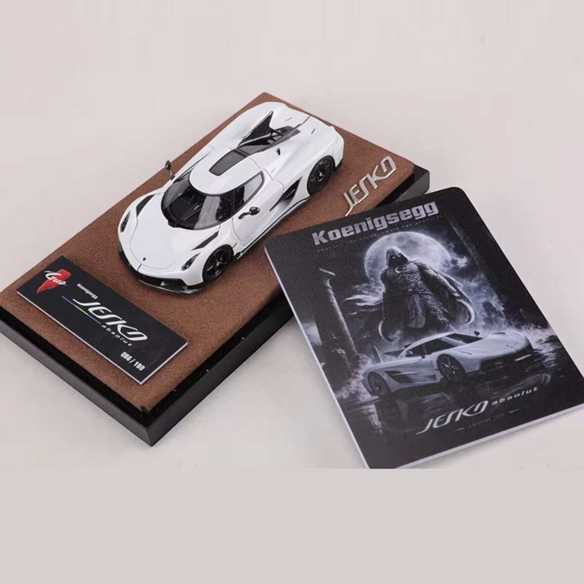 Lot57Supplies Diecast Shop GUO Jesko Absolut 1:64 scale white resin model car with display base and collector card
