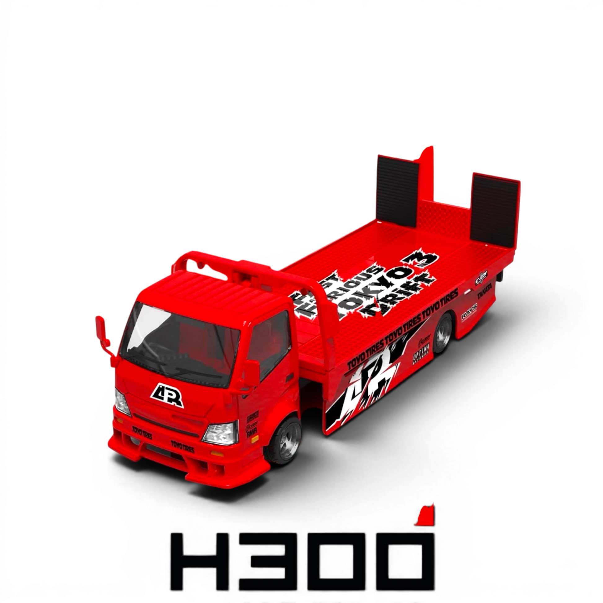 Lot57Supplies Diecast Shop 1:64 scale SC H300 flatbed transport trailer in red Fast & Furious Tokyo Drift livery