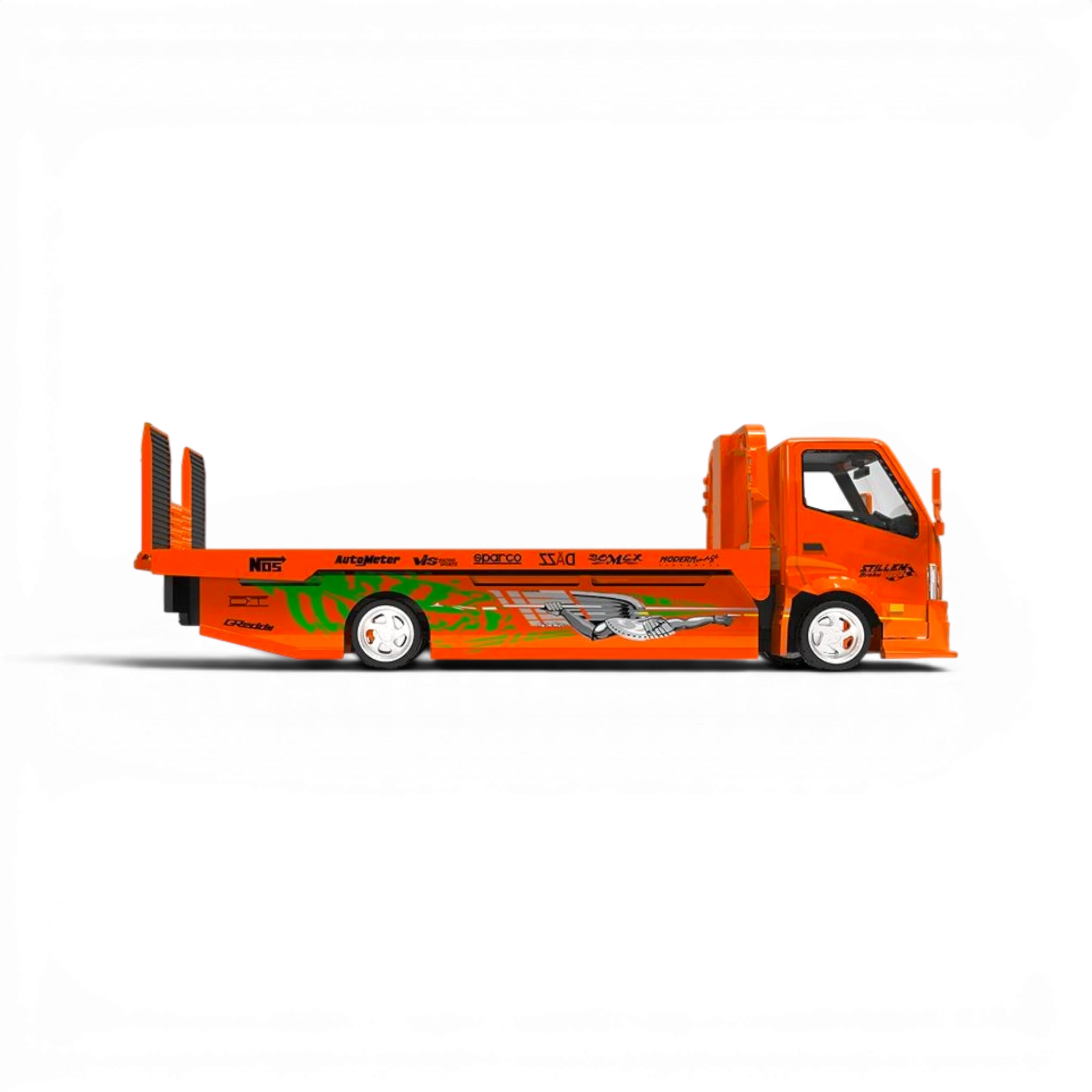 Lot57Supplies Diecast Shop SC H300 flatbed transport trailer in orange Fast & Furious livery, 1:64 scale diecast model.