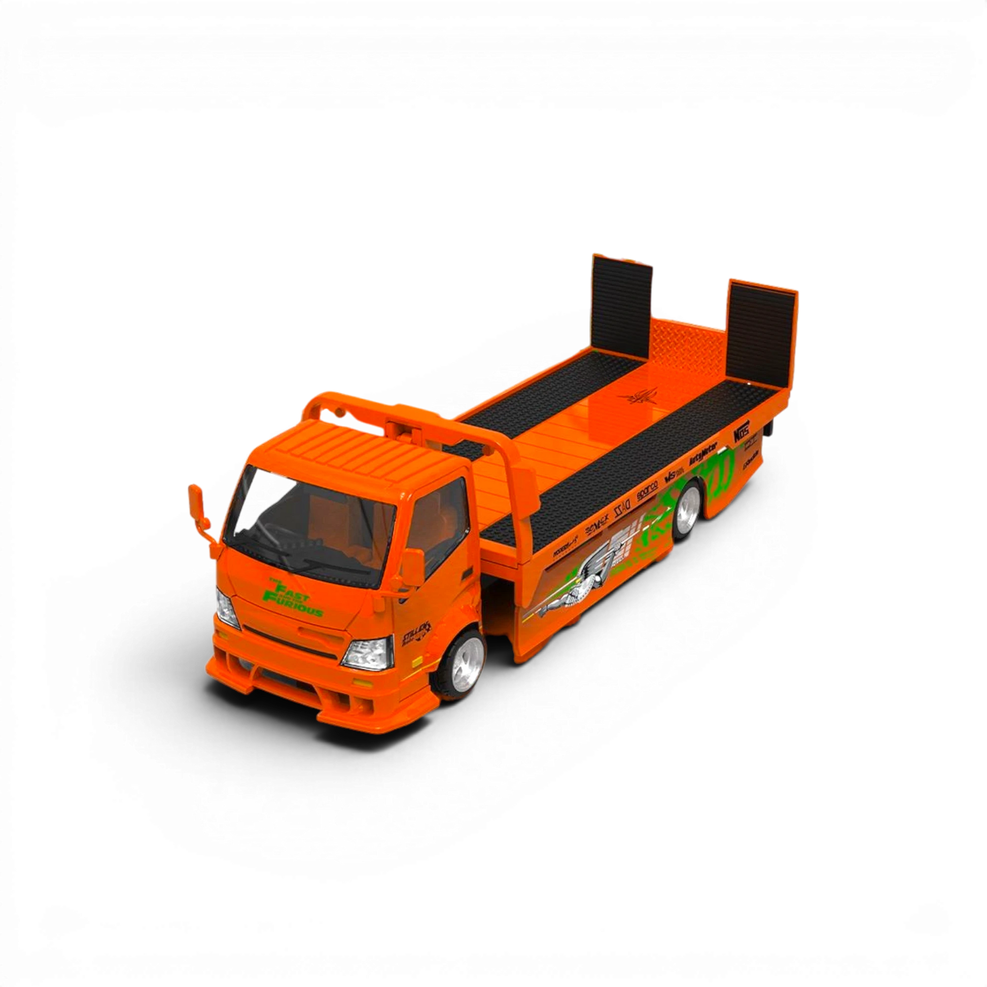 Lot57Supplies Diecast Shop SC H300 flatbed transport trailer in orange Fast & Furious livery, 1:64 scale diecast model