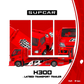 Lot57Supplies Diecast Shop 1:64 scale SC H300 flatbed transport trailer in red Tokyo Drift livery with racing decals