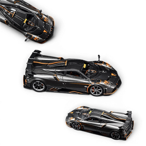 Lot57Supplies Diecast Shop HC Pagani Imola 1:64 scale resin model car in metallic grey with orange racing accents.