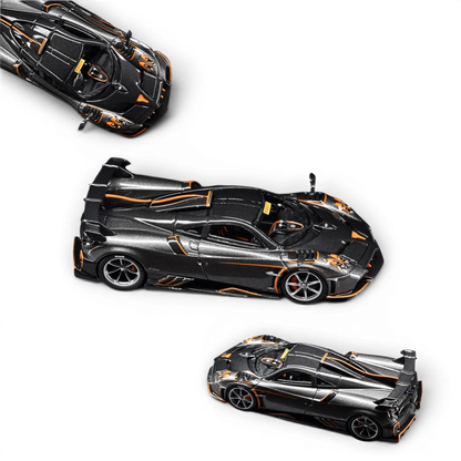 Lot57Supplies Diecast Shop HC Pagani Imola 1:64 scale resin model car in metallic grey with orange racing accents.