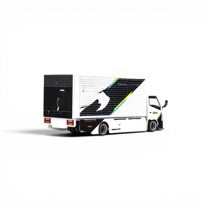 Lot57Supplies Diecast Shop MicroTurbo HINO 300 1:64 scale custom box truck in white and black with wide body kit.