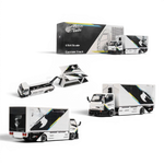 Lot57Supplies Diecast Shop MicroTurbo HINO 300 1:64 scale custom box truck with white and black livery and wide body kit