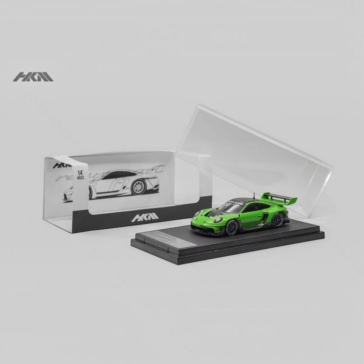 Lot57Supplies Diecast Shop HKM Porsche 911 992 GT3 R Rennsport diecast model car in Viper Green, 1:64 scale.