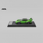 Lot57Supplies Diecast Shop HKM Porsche 911 GT3 R Rennsport diecast model in Viper Green on a display stand
