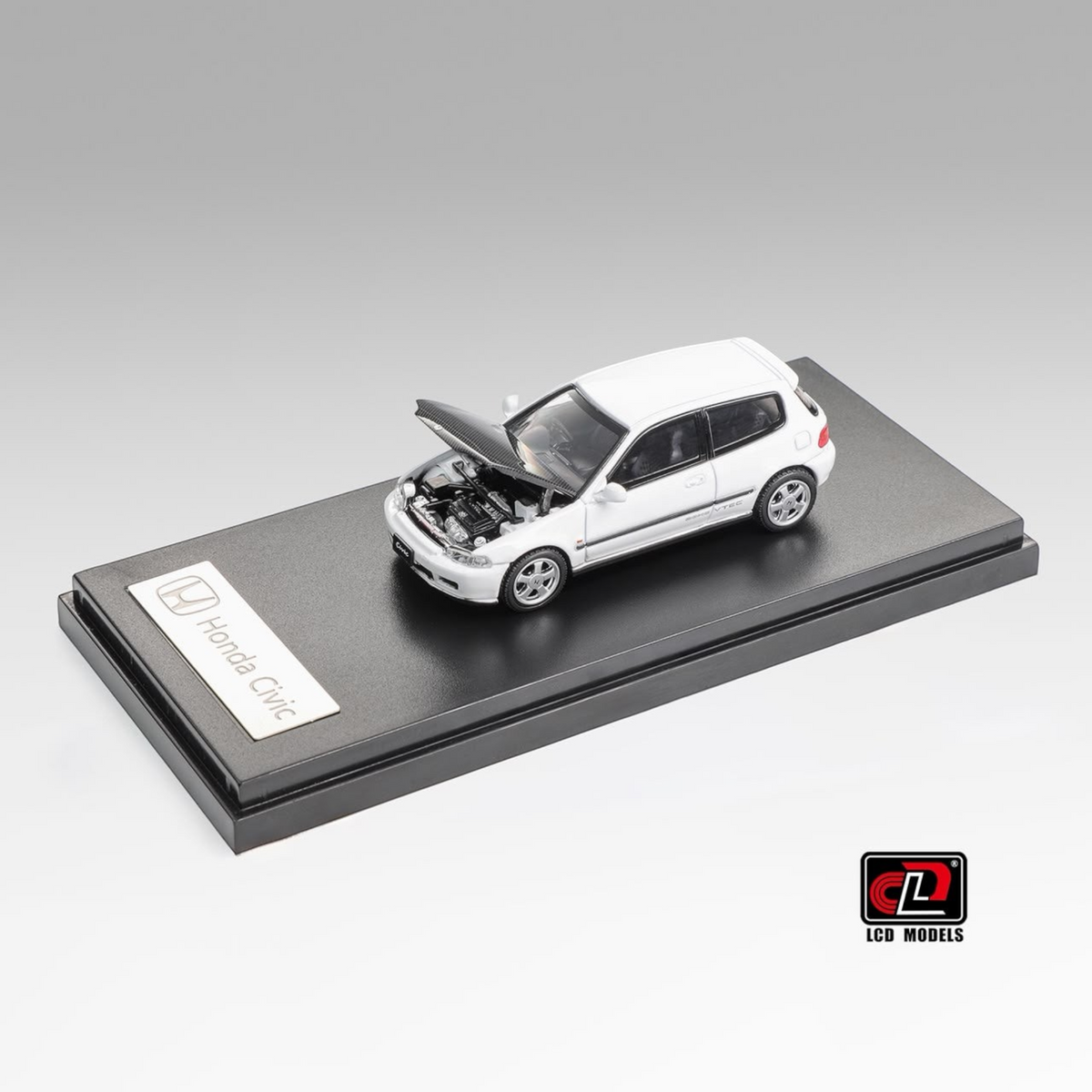 Lot57Supplies Diecast Shop 1:64 scale white Honda Civic SiR II EG6 diecast model with open carbon fiber hood