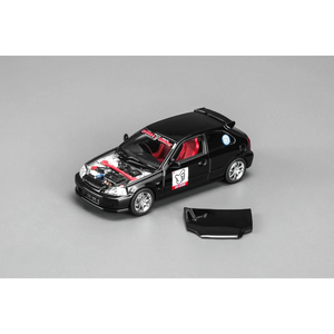 Lot57Supplies Diecast Shop 1:64 scale black Honda Civic Type R EK9 NO GOOD Racing diecast model with open hood
