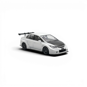 Lot57Supplies Diecast Shop Mini Station 1:64 Honda Civic FD2 white widebody diecast car with carbon fiber hood