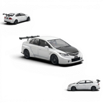 Lot57Supplies Diecast Shop Mini Station 1:64 Honda Civic FD2 white diecast model with carbon fiber hood and widebody.
