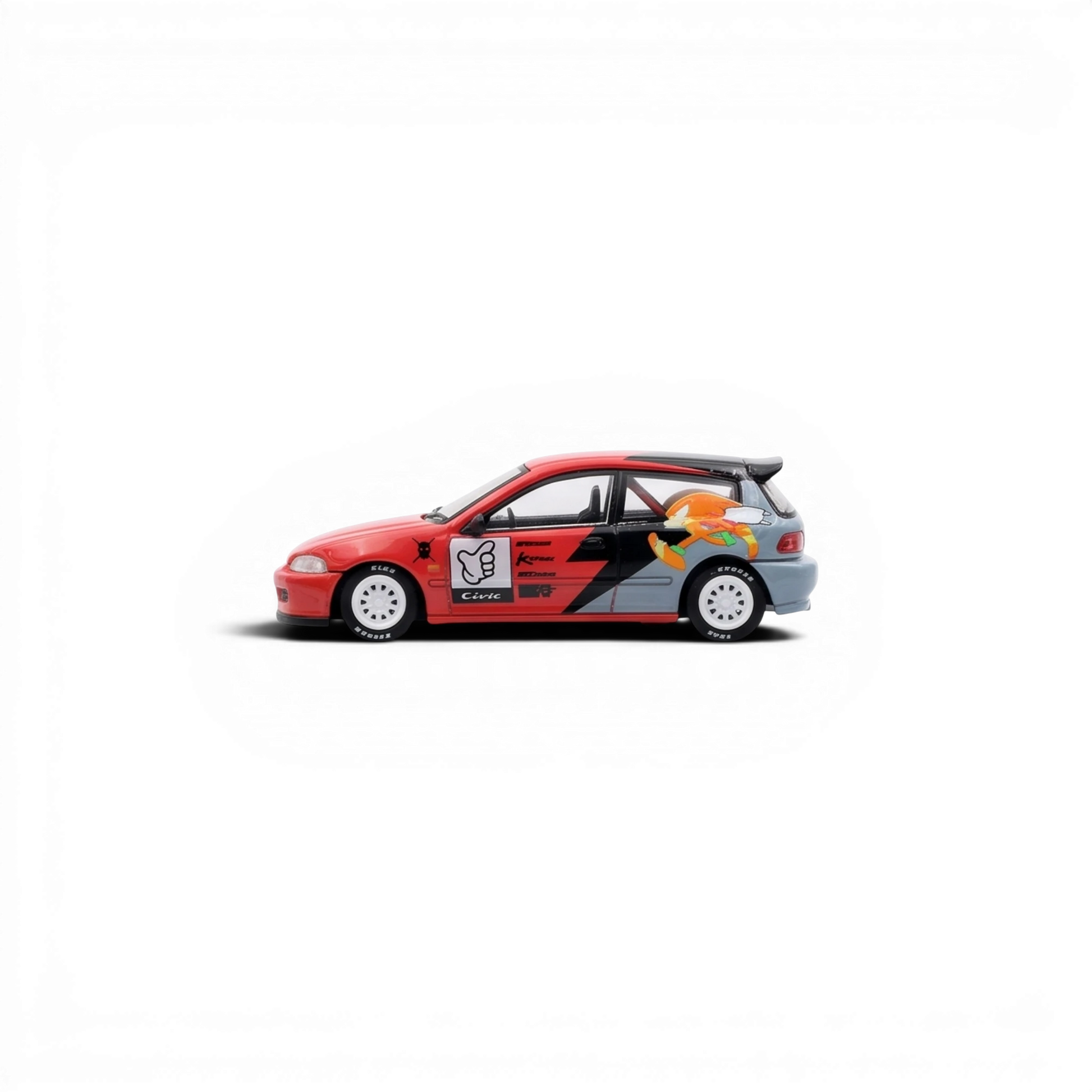 Lot57Supplies Diecast Shop 1:64 scale Street Weapon Honda Civic EG6 diecast model with red and grey Sonic livery