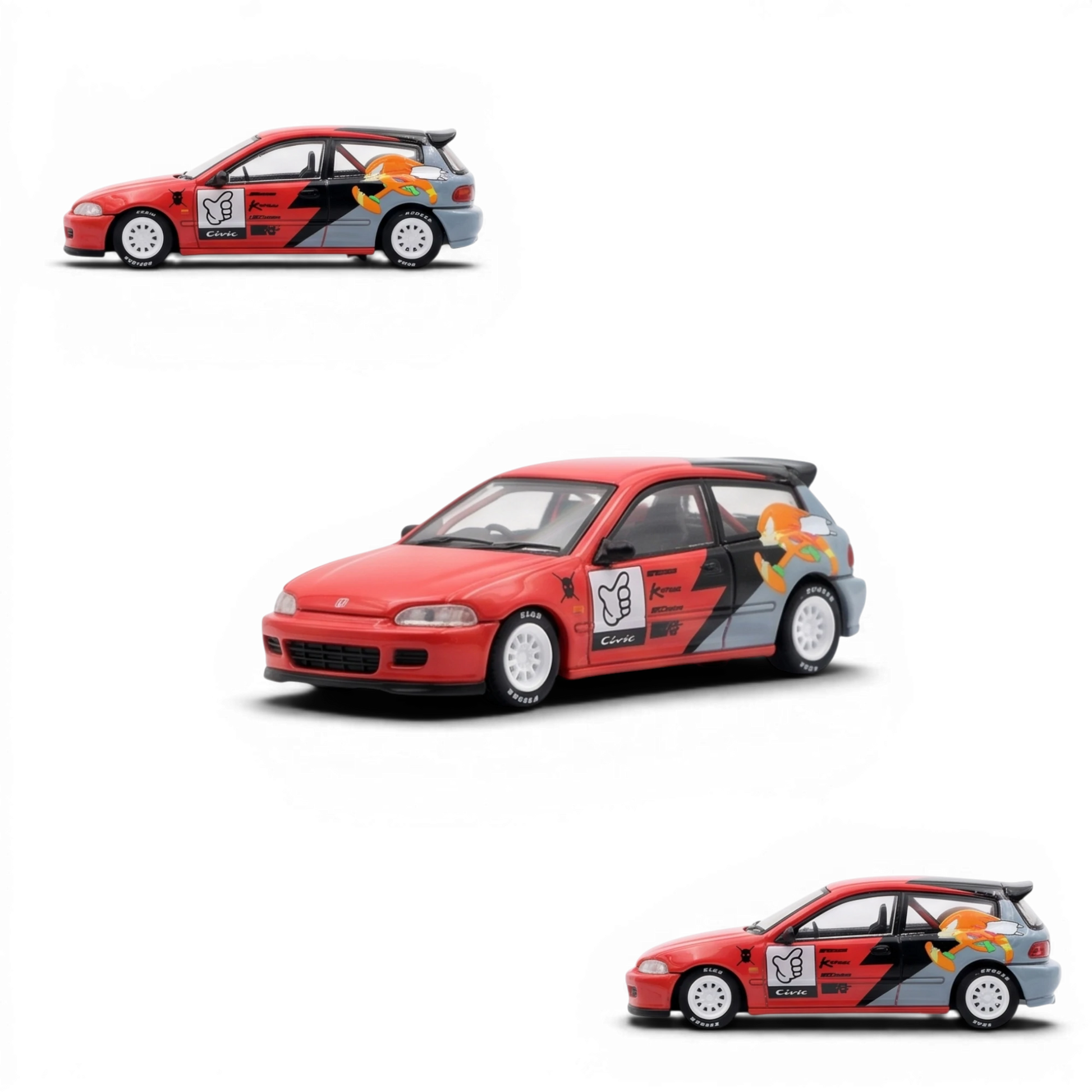 Lot57Supplies Diecast Shop Street Weapon 1:64 scale diecast Honda Civic EG6 with red and black Sonic livery
